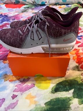 Nike Women's Air Max Knit Sneakers in Burgundy and Gray